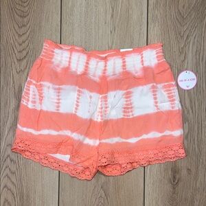 🛍️ 3 for $20 🛍️ - Justice Tie-Dye Coral and White High Waist Shorts - NWT